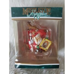Mistletoe Magic Ornament Santa With Toy Box New